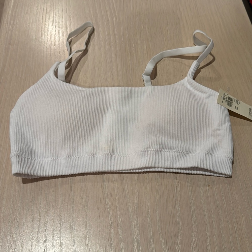 Aerie Padded BraletteWhite Ribbed Size Small NWT